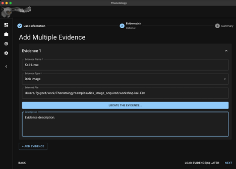 Thanatology evidence selection view